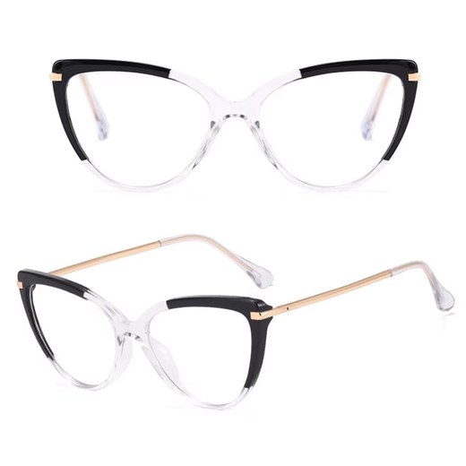 Okulary kocie do komputera damskie z filtrem Blue Light zerówki 2563-8 czarny/bezbarwny ze sklepu Stylion w kategorii Okulary zerówki damskie - zdjęcie 187206752