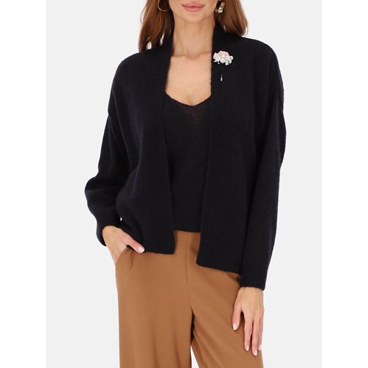 Granatowy kardigan i top z alpaki i wełny merino L'AF Viera ze sklepu Eye For Fashion w kategorii Swetry damskie - zdjęcie 187206803