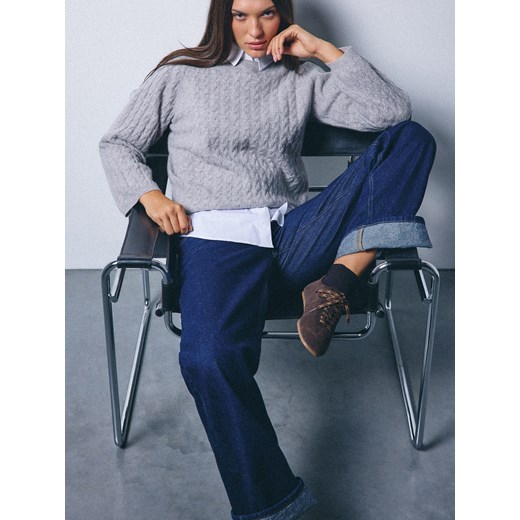 Mohito - Wełniany szary sweter - szary ze sklepu Mohito w kategorii Swetry damskie - zdjęcie 187207364