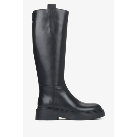 Estro: Czarne kozaki damskie na platformie ze skóry naturalnej ze sklepu Estro w kategorii Kozaki damskie - zdjęcie 187208041