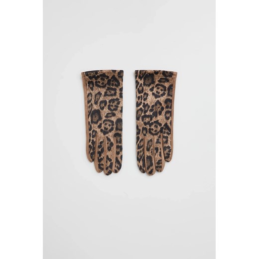 Rękawiczki w panterkę beżowe ze sklepu Moodo.pl w kategorii Rękawiczki damskie - zdjęcie 187208864