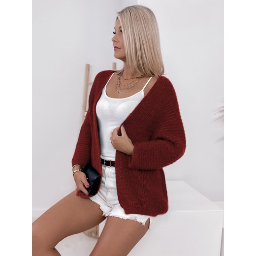kardigan milano bordowy one size ze sklepu UBRA w kategorii Swetry damskie - zdjęcie 187210582