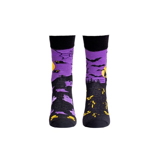 Długie skarpetki damskie S96D Halloween, Kolor czarno-fioletowy, Rozmiar 35-38, Italian Fashion ze sklepu Intymna w kategorii Skarpetki damskie - zdjęcie 187211371