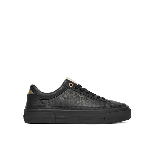 Tommy Hilfiger Sneakersy Th Platform Sneaker Tumbled Ltr FW0FW09018 Czarny ze sklepu MODIVO w kategorii Buty sportowe damskie - zdjęcie 187213782