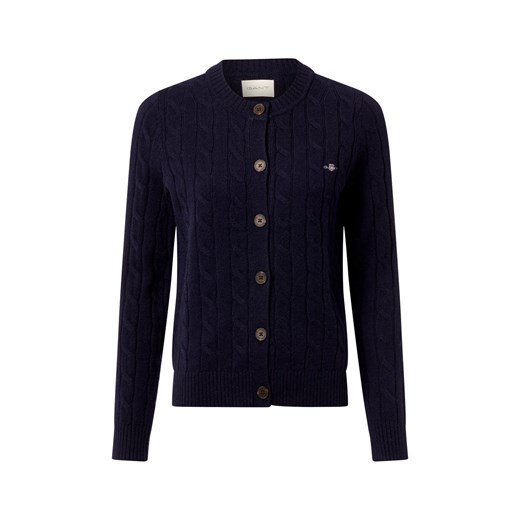 Gant Wełniany kardigan damski Kobiety Wełna granatowy jednolity - id: 780074-0004-09900 - marki Gant - 187214562 Gant Wełniany kardigan damski Kobiety Wełna granatowy jednolity ze sklepu vangraaf w kategorii Swetry damskie - zdjęcie 187214562