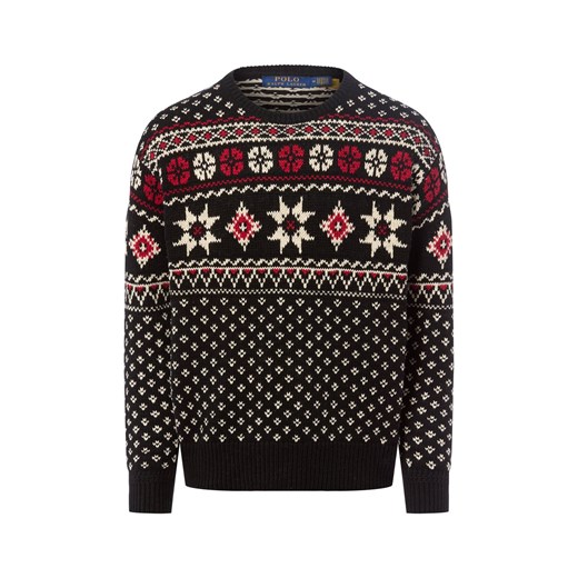 Polo Ralph Lauren Męski sweter z dzianiny z zawartością kaszmiru Mężczyźni Bawełna czarny wzorzysty ze sklepu vangraaf w kategorii Swetry męskie - zdjęcie 187214573