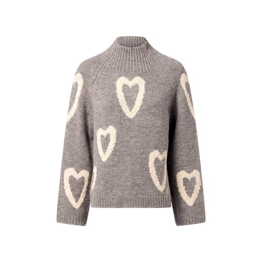 More & More Damski sweter z dzianiny z zawartością wełny Kobiety Sztuczne włókno szary wzorzysty ze sklepu vangraaf w kategorii Swetry damskie - zdjęcie 187214581