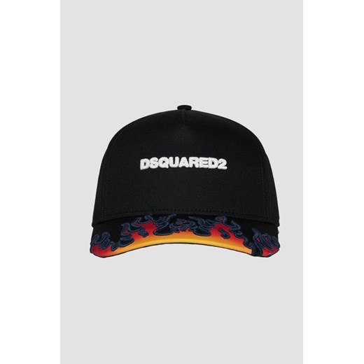 DSQUARED2 Męska czarna czapka z daszkiem w płomienie ze sklepu outfit.pl w kategorii Czapki z daszkiem męskie - zdjęcie 187216642