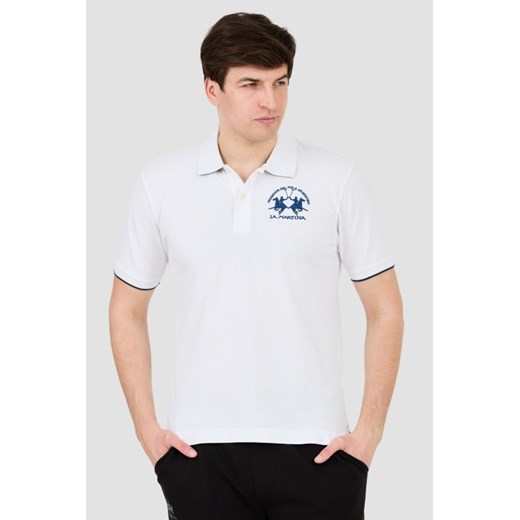 LA MARTINA Białe męskie polo z dużym logo, Rozmiar XL ze sklepu outfit.pl w kategorii T-shirty męskie - zdjęcie 187216652