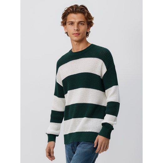 Reserved - Ażurowy sweter w paski - wielobarwny ze sklepu Reserved w kategorii Swetry męskie - zdjęcie 187217244