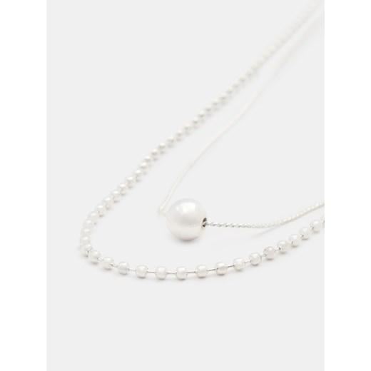 Sinsay - Naszyjnik z ozdobnymi perłami 2 pack - srebrny Sinsay One Size Sinsay