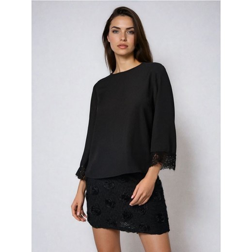 Sinsay - Bluzka z ozdobną koronką - czarny - id: 378HH-99X - marki Sinsay - 187218264 Sinsay - Bluzka z ozdobną koronką - czarny ze sklepu Sinsay w kategorii Bluzki damskie - zdjęcie 187218264