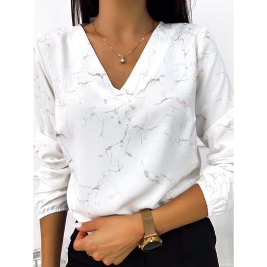 Kremowa Bluzka ze Złotym Wzorem - id: 23063797 - marki Modnakiecka.pl - 187218692 Kremowa Bluzka ze Złotym Wzorem ze sklepu ModnaKiecka.pl w kategorii Bluzki damskie - zdjęcie 187218692