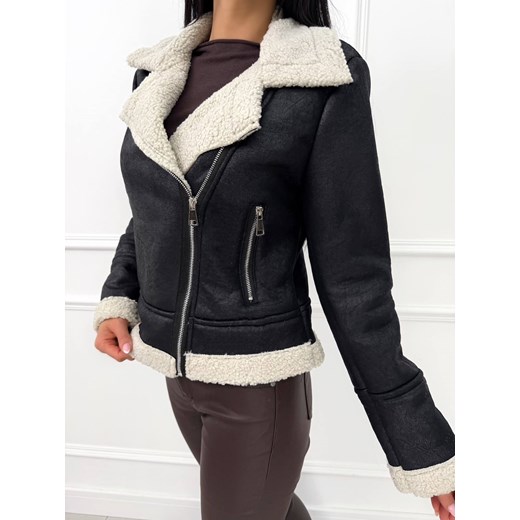 Czarny Krótki Kożuszek Modnakiecka.pl 44 ModnaKiecka.pl