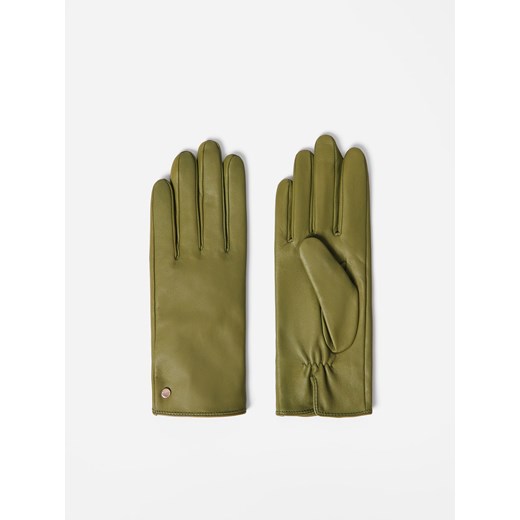 Mohito - Skórzane rękawiczki - oliwkowy ze sklepu Mohito w kategorii Rękawiczki damskie - zdjęcie 187218963