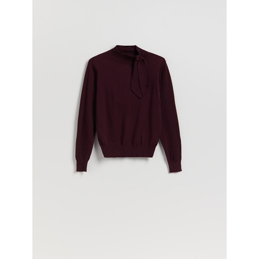 Reserved - Sweter z wiązaniem - mahoniowy ze sklepu Reserved w kategorii Swetry damskie - zdjęcie 187219123