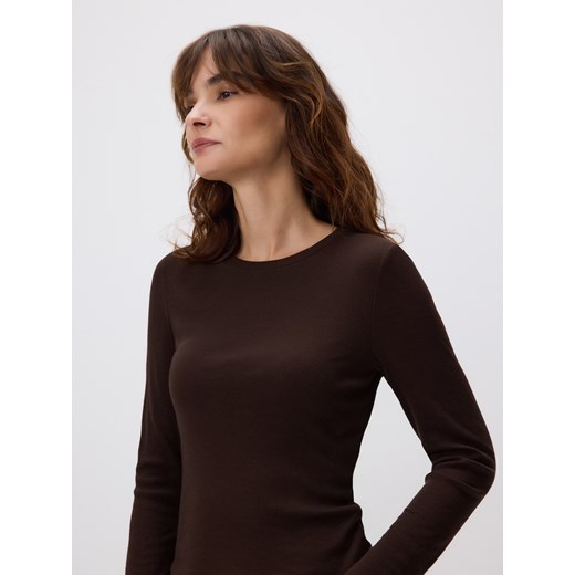 Reserved - Bluzka z wełną - ciemnobrązowy - id: 491IK-89X - marki Reserved - 187219363 Reserved - Bluzka z wełną - ciemnobrązowy ze sklepu Reserved w kategorii Bluzki damskie - zdjęcie 187219363