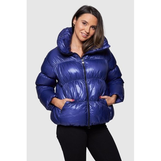 HETREGO Niebieska damska krótka kurtka puchowa Ila, Rozmiar 40 EU - 44 IT ze sklepu outfit.pl w kategorii Kurtki damskie - zdjęcie 187219704