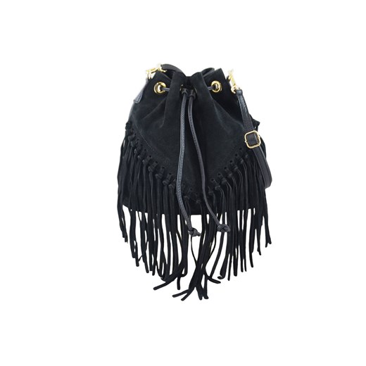 Torebka skórzana boho style - Czarna - id: 5877n - marki Barberini's - 187219812 Torebka skórzana boho style - Czarna ze sklepu butyolivier w kategorii Listonoszki - zdjęcie 187219812
