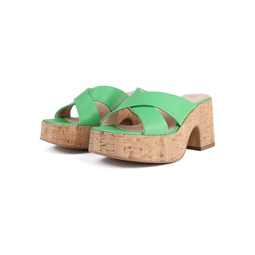 loft37 Skórzane klapki w kolorze zielonym Loft37 38 wyprzedaż Limango Polska