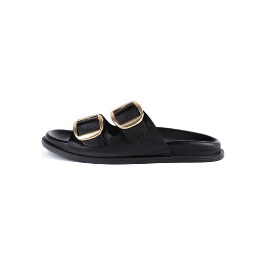 loft37 Skórzane klapki w kolorze czarnym ze sklepu Limango Polska w kategorii Klapki damskie - zdjęcie 187221570