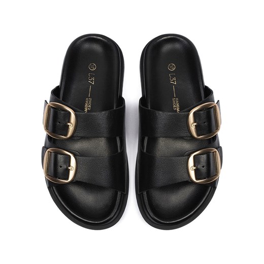 loft37 Skórzane klapki w kolorze czarnym Loft37 40 promocyjna cena Limango Polska