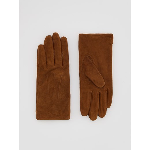 Reserved - Zamszowe rękawiczki - brązowy ze sklepu Reserved w kategorii Rękawiczki damskie - zdjęcie 187222971