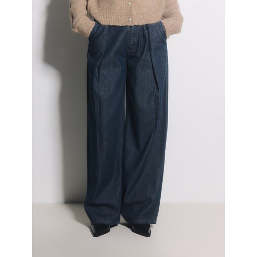 Reserved - Jeansy wide leg z zakładkami - granatowy ze sklepu Reserved w kategorii Jeansy damskie - zdjęcie 187222994