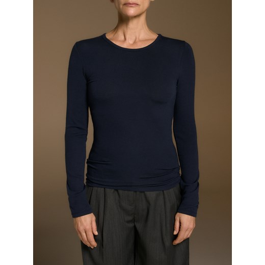 Reserved - Longsleeve z lyocellu i wełny - granatowy ze sklepu Reserved w kategorii Bluzki damskie - zdjęcie 187223111
