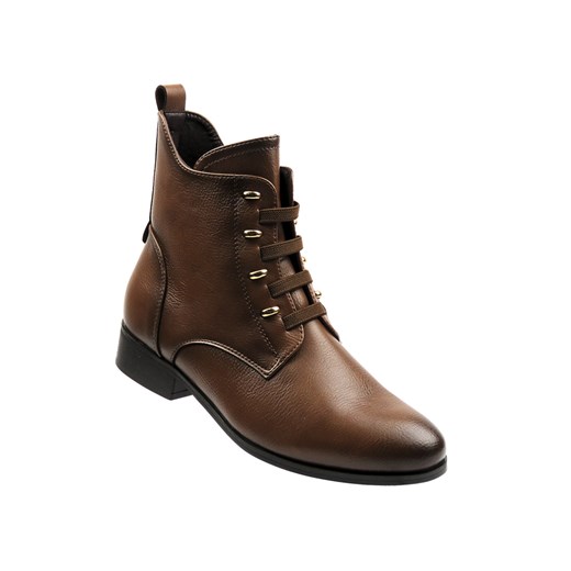 Ocieplane botki damskie brązowe - Potocki 25-12665 ze sklepu ulubioneobuwie w kategorii Botki - zdjęcie 187224014