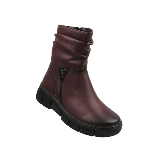 Stylowe, ocieplane botki damskie Cambell 25-19304, bordowe ze sklepu ulubioneobuwie w kategorii Botki - zdjęcie 187224032