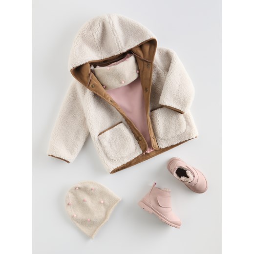 Reserved - Kurtka z miękkim misiem - beżowy ze sklepu Reserved w kategorii Kurtki dziewczęce - zdjęcie 187224100