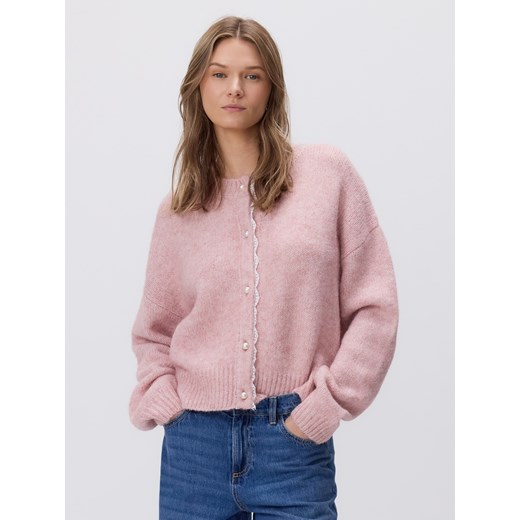 Reserved - Kardigan z dekoracyjnymi guzikami - różowy ze sklepu Reserved w kategorii Swetry damskie - zdjęcie 187224112