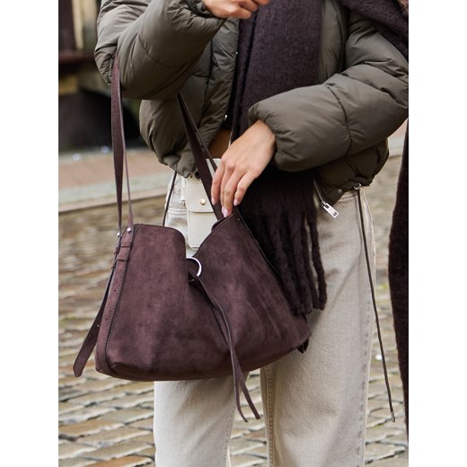 Sinsay - Torba na ramię z imitacji zamszu - brązowy Sinsay One Size Sinsay