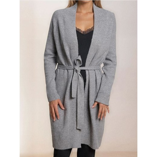 Sinsay - Długi kardigan z paskiem - szary ze sklepu Sinsay w kategorii Swetry damskie - zdjęcie 187225411