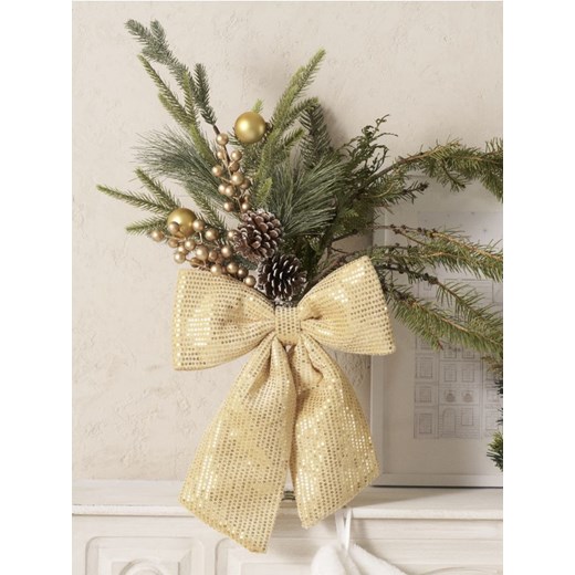 Sinsay - Kokarda dekoracyjna z cekinami - złoty ze sklepu Sinsay w kategorii Dekoracje bożonarodzeniowe - zdjęcie 187225434