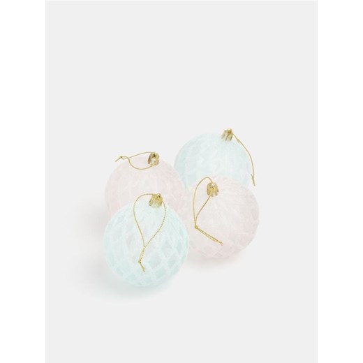 Sinsay - Zestaw pastelowych bombek choinkowych z brokatowym wzorem 4 pack - wielobarwny ze sklepu Sinsay w kategorii Dekoracje świąteczne - zdjęcie 187225551