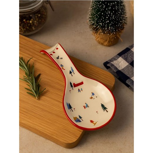 Sinsay - Zimowa ceramiczna podstawka pod łyżkę z motywem narciarskim - biały ze sklepu Sinsay w kategorii Misy i tace dekoracyjne - zdjęcie 187225560