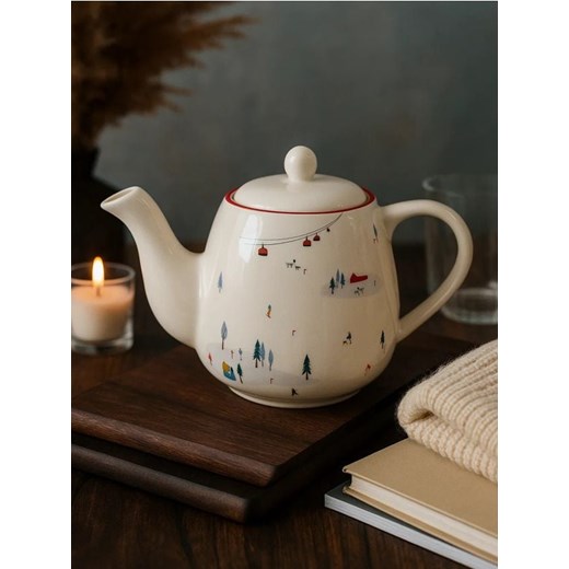 Sinsay - Zimowy dzbanek do herbaty z motywem narciarskim - biały ze sklepu Sinsay w kategorii Dzbanki i zaparzacze - zdjęcie 187225572