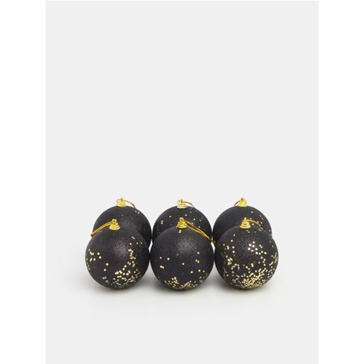 Sinsay - Świąteczne bombki ze złotym brokatem 6 szt. - czarny ze sklepu Sinsay w kategorii Dekoracje świąteczne - zdjęcie 187225580