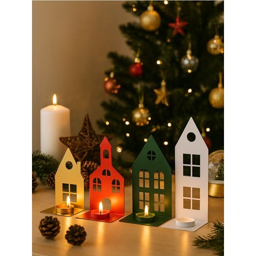 Sinsay - Świąteczne świeczniki z żelaza w kształcie domów 4 pack - wielobarwny ze sklepu Sinsay w kategorii Dekoracje bożonarodzeniowe - zdjęcie 187225601