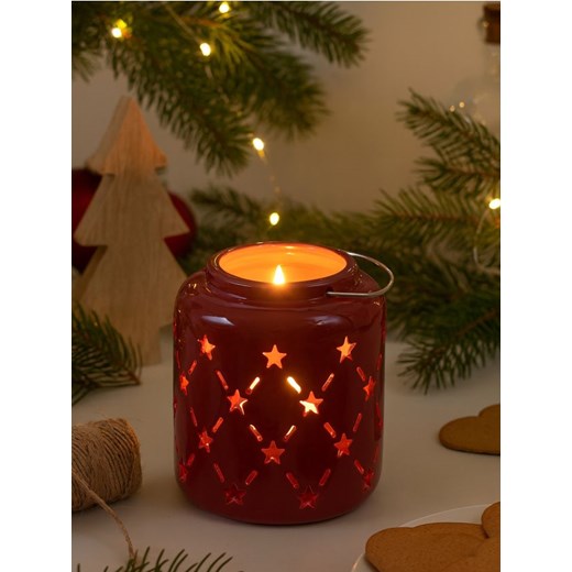Sinsay - Świąteczny lampion ceramiczny z wycięciem w gwiazdki - bordowy ze sklepu Sinsay w kategorii Dekoracje bożonarodzeniowe - zdjęcie 187226422