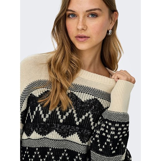 ONLY Sweter w kolorze beżowo-czarnym M wyprzedaż Limango Polska