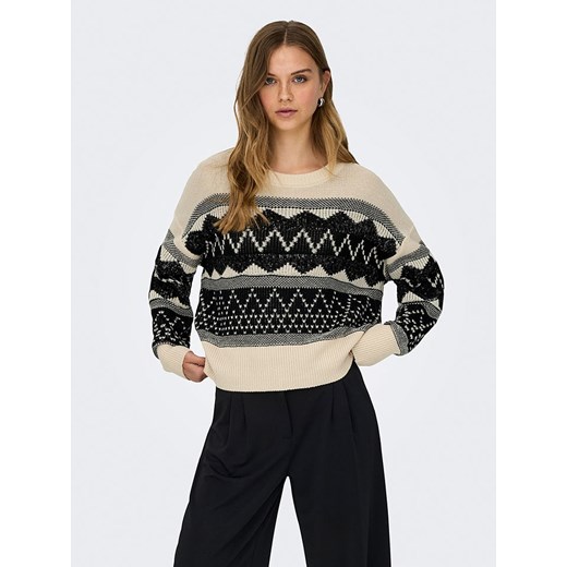 ONLY Sweter w kolorze beżowo-czarnym L wyprzedaż Limango Polska