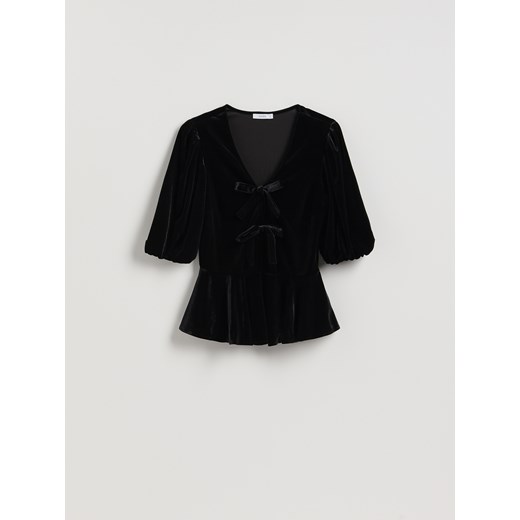 Reserved - Welurowa bluzka - czarny ze sklepu Reserved w kategorii Bluzki damskie - zdjęcie 187227403