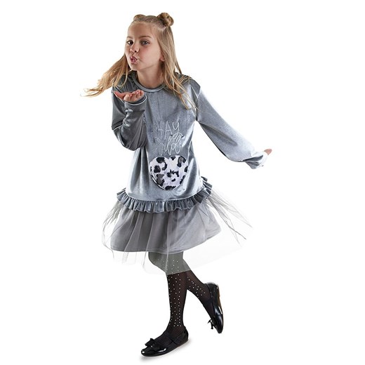 Denokids Sukienka w kolorze szarym - id: 17672498 - marki Denokids - 187228254 Denokids Sukienka w kolorze szarym ze sklepu Limango Polska w kategorii Sukienki dziewczęce - zdjęcie 187228254