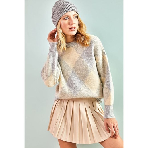 Happiness Istanbul Sweter w kolorze szarym Happiness Istanbul onesize okazyjna cena Limango Polska