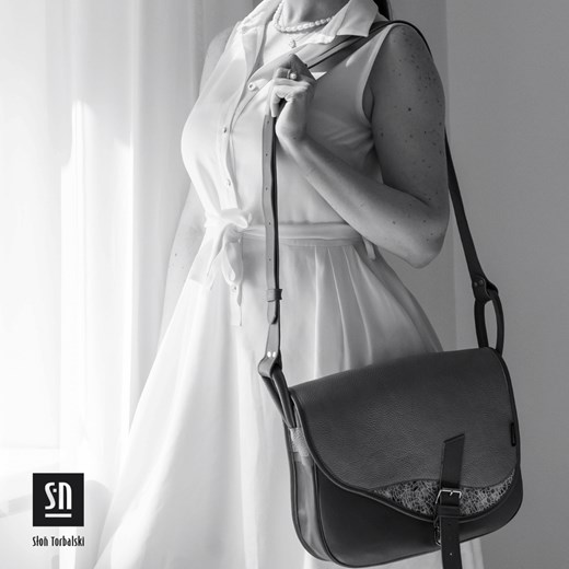 torebka damska skórzana Freshman na ramię listonoszka czarno-zielona Słoń Torbalski Słoń Torbalski wyprzedaż