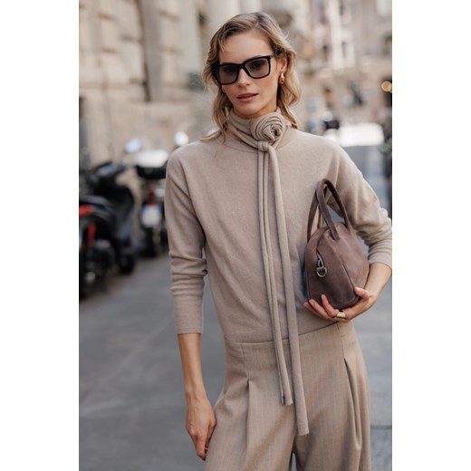 SWETER DAMSKI ROSE MERINO & CASHMERE BEIGE - id: 8321 - marki Jemiol - 187229334 SWETER DAMSKI ROSE MERINO & CASHMERE BEIGE ze sklepu Jemiol w kategorii Swetry damskie - zdjęcie 187229334