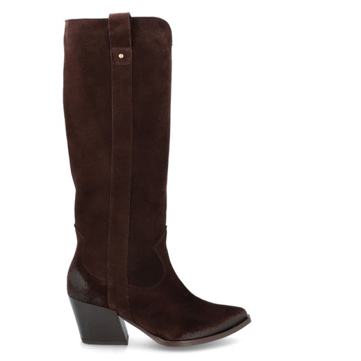 Zamszowe kozaki - TYMOTEO G1079 CZEKOLADOWE ze sklepu Tymoteo.pl - sklep obuwniczy w kategorii Kozaki damskie - zdjęcie 187229542